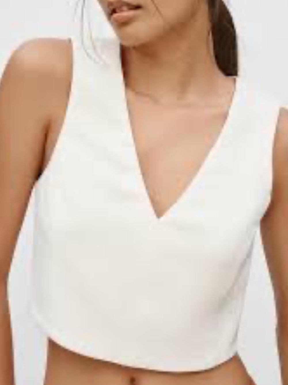Banana Republic White V-Neck Cropped Tank